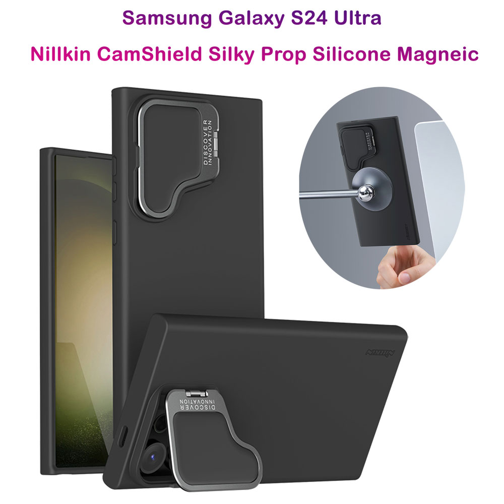 قاب سیلیکونی مگنتی کمرا استند نیلکین Samsung Galaxy S24 Ultra مدل CamShield Silky Prop Silicone Magnetic