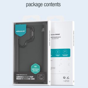 خرید قاب سیلیکونی مگنتی کمرا استند نیلکین Samsung Galaxy S24 Ultra مدل CamShield Silky Prop Silicone Magnetic