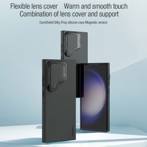 خرید قاب سیلیکونی مگنتی کمرا استند نیلکین Samsung Galaxy S24 Ultra مدل CamShield Silky Prop Silicone Magnetic