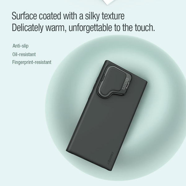 خرید قاب سیلیکونی کمرا استند نیلکین Samsung Galaxy S24 Ultra مدل CamShield Silky Prop Silicone Magnetic
