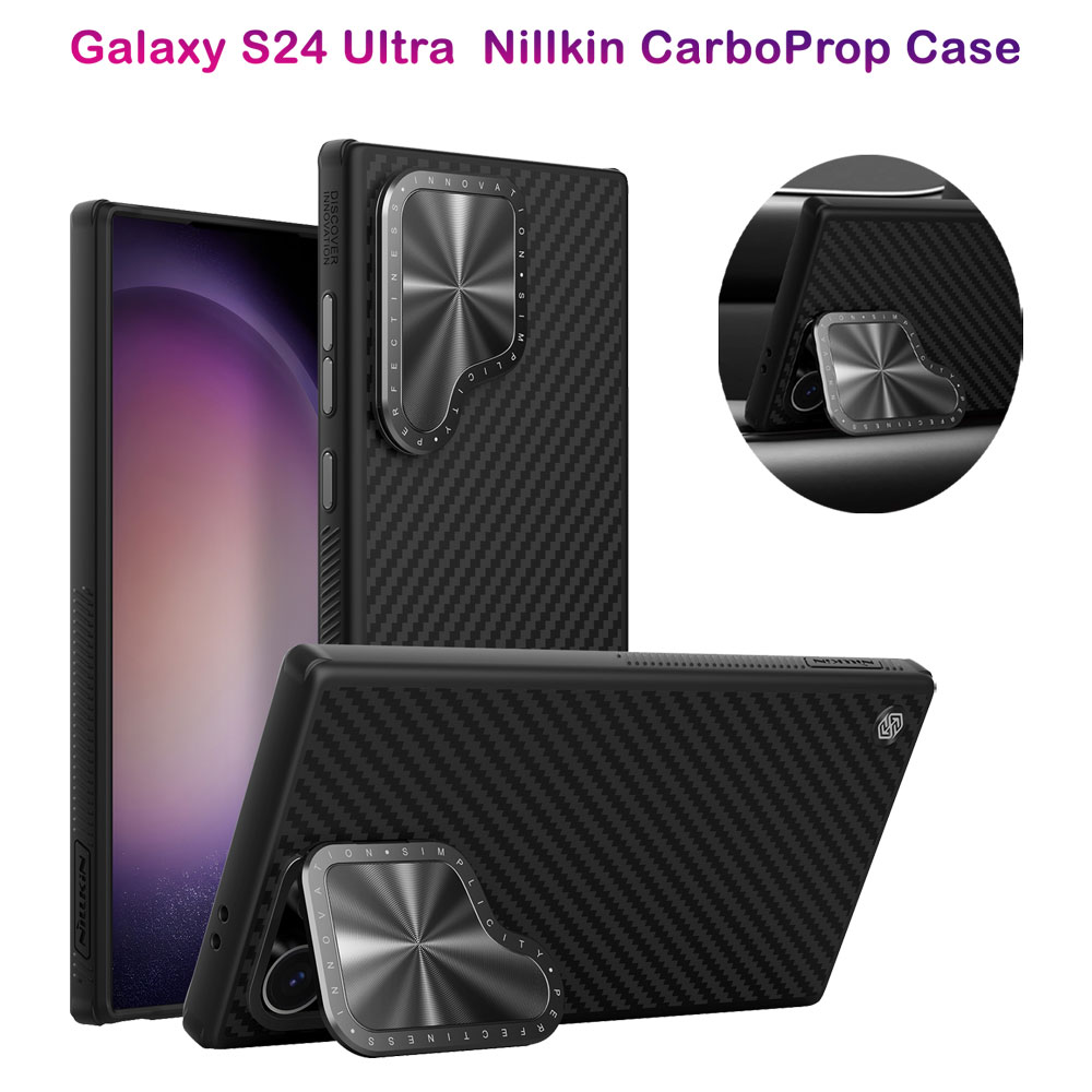 خرید قاب ضد ضربه Kevlar کمرا استند نیلکین Samsung Galaxy S24 Ultra مدل CarboProp