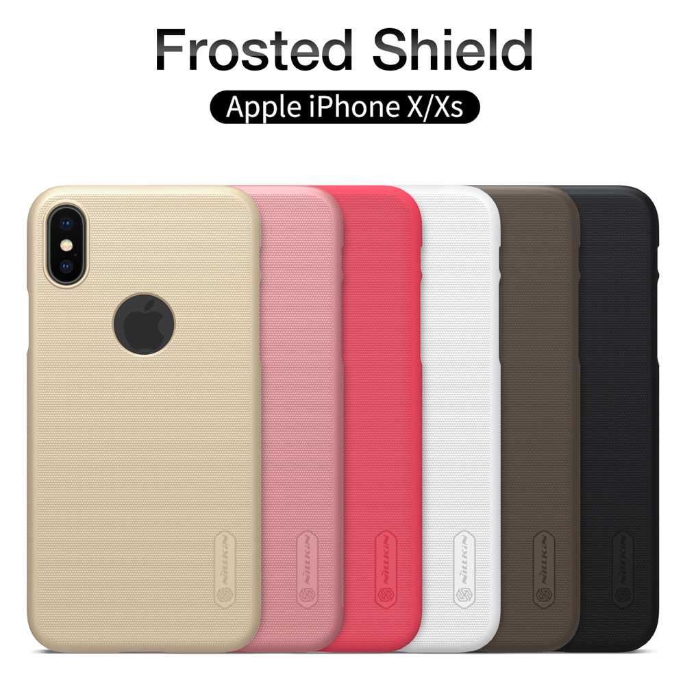 قاب محافظ حفره لوگو iPhone X مارک نیلکین مدل Super Frosted Shield With LOGO cutout