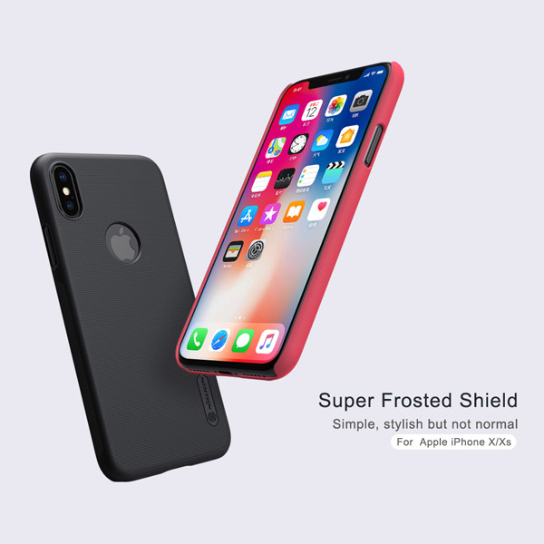 خرید قاب محافظ حفره لوگو iPhone X مارک نیلکین مدل Super Frosted Shield With LOGO cutout