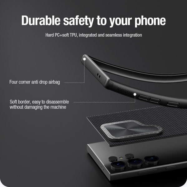 خرید قاب محافظ کمرا استند نیلکین Samsung Galaxy S24 Ultra مدل Textured Prop