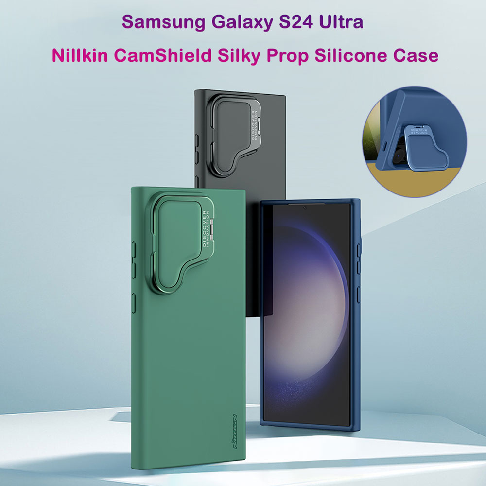 قاب سیلیکونی کمرا استند نیلکین Samsung Galaxy S24 Ultra مدل CamShield Silky Prop Silicone