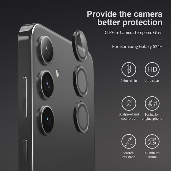 خرید محافظ لنز رینگی Samsung Galaxy S24 Plus همراه با ابزار نصب مارک نیلکین مدل CLR Film