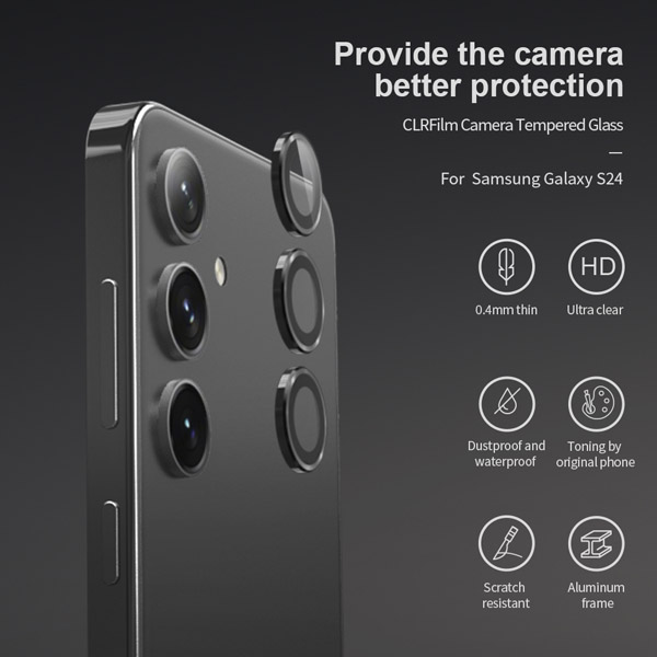 خرید محافظ لنز رینگی Samsung Galaxy S24 همراه با ابزار نصب مارک نیلکین مدل CLR Film