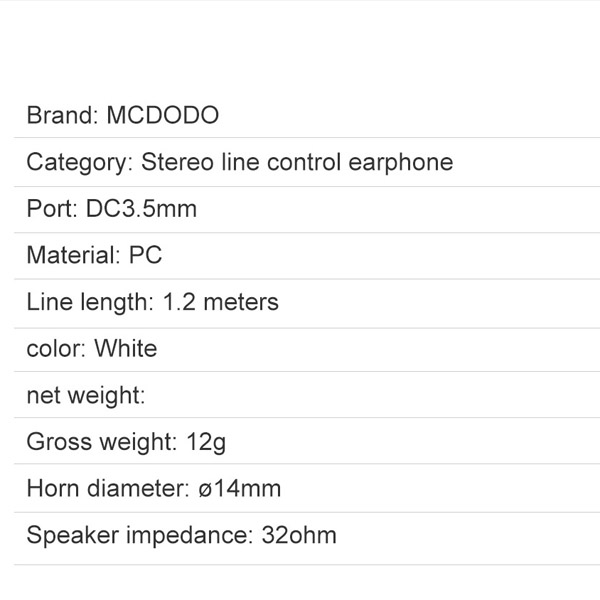 خرید هندزفری سیمی استریو مارک مکدودو Mcdodo HP-6080 3.5mm Earphones