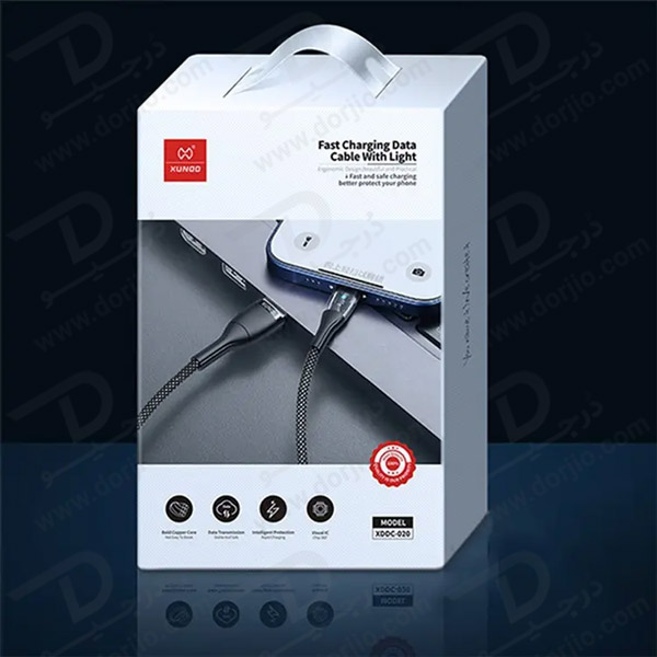 خرید کابل 1.2 متری 100 وات فست شارژ Type-C به Type-C دیجیتالی XUNDD XDDC-020