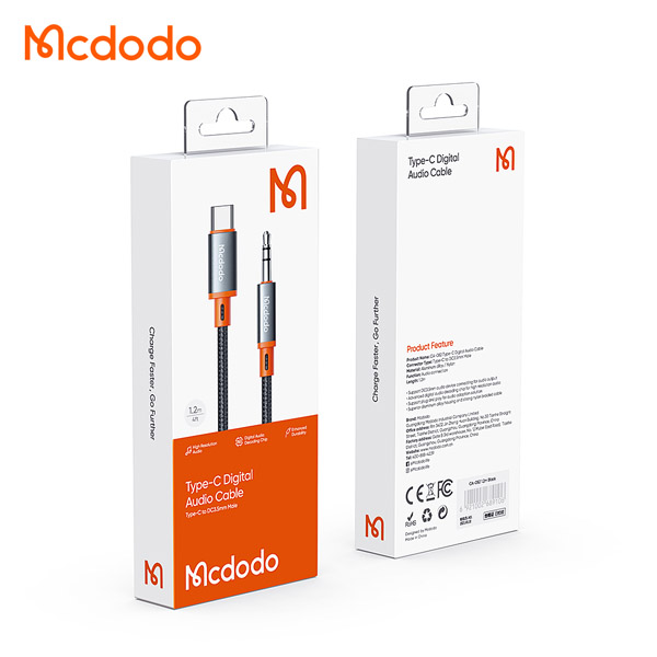 خرید کابل تبدیل Type-C به جک 3.5mm هدفون AUX مارک مک دودو Mcdodo CA-0820 طول 1.2 متر