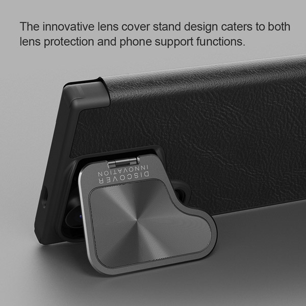 خرید کیف چرمی محافظ دوربین دار Samsung Galaxy S24 Plus مارک نیلکین مدل Qin Prop Leather Case