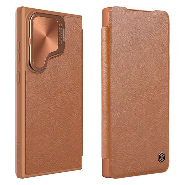 خرید کیف چرمی محافظ دوربین دار Samsung Galaxy S24 Ultra مارک نیلکین مدل Qin Prop Leather Case