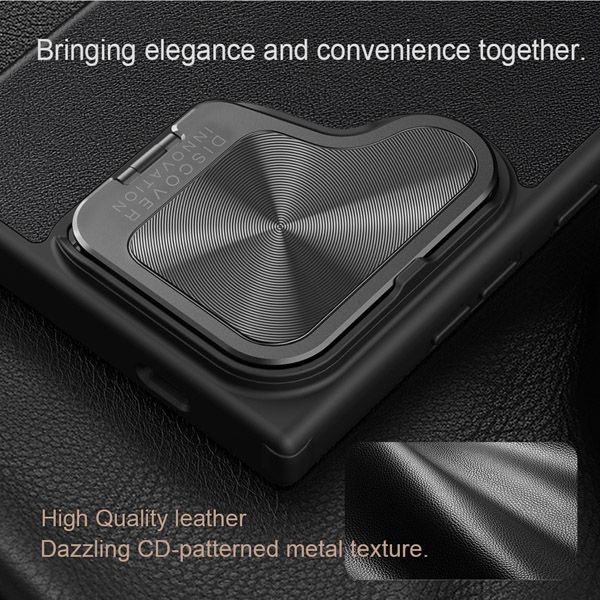 خرید کیف چرمی محافظ دوربین دار Samsung Galaxy S24 مارک نیلکین مدل Qin Prop Leather Case