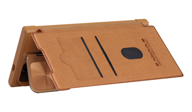 خرید کیف چرمی محافظ دوربین دار Samsung Galaxy S24 مارک نیلکین مدل Qin Prop Leather Case