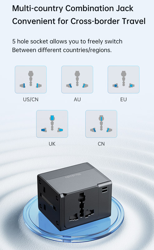 خرید تبدیل پریز برق چند کاره و آداپتور شارژ 10.5 وات مسافرتی مک دودو Mcdodo CP-4120