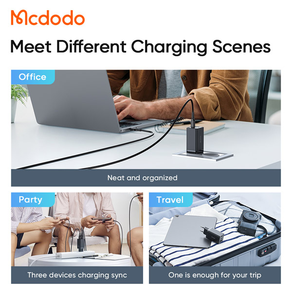 خرید شارژر دیواری 67W وات Gan 5 Pro با سه خروجی برند مک دودو مدل Mcdodo CH-1541