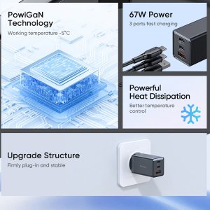 خرید شارژر دیواری 67W وات Gan 5 Pro با سه خروجی برند مک دودو مدل Mcdodo CH-1541