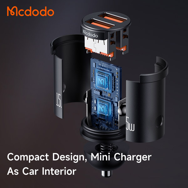 خرید شارژر فندکی 15.5 وات 2 پورت مک دودو مدل Mcdodo CC-295