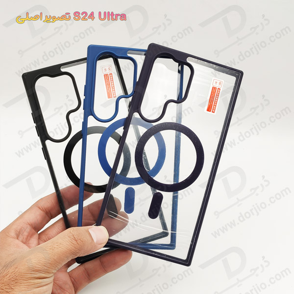 خرید قاب شفاف مگ سیف فریم رنگی Samsung Galaxy S24 Ultra