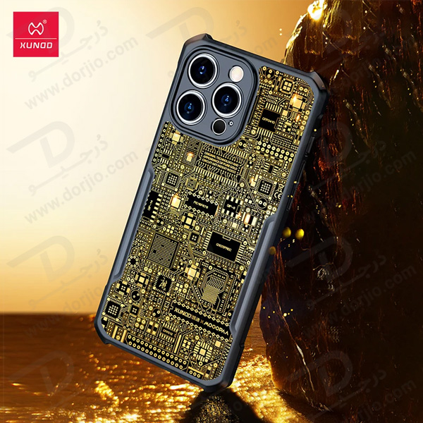 خرید قاب لوکس طلایی iPhone 15 Pro مارک XUNDD سری GOLD MOOOPAA