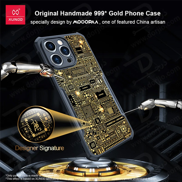 خرید قاب لوکس طلایی iPhone 15 Pro Max مارک XUNDD سری GOLD MOOOPAA