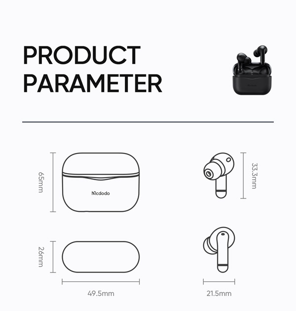 خرید هندزفری بلوتوثی شارژ وایرلس با حذف نویز ANC و ENC مک دودو Mcdodo HP-8010
