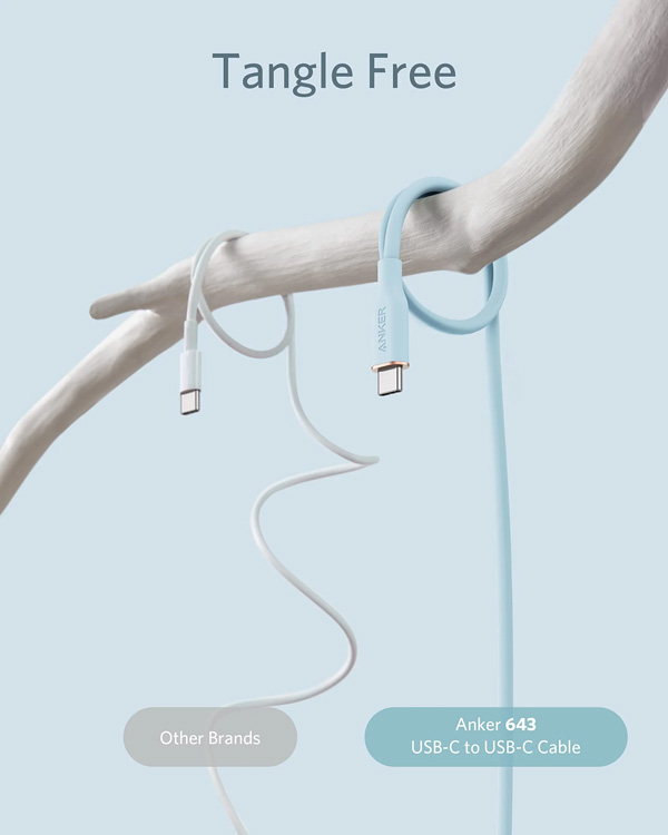 خرید کابل سیلیکونی 90 سانتی متر 100 وات Type-C به Type-C اَنکر Anker 643 A8662
