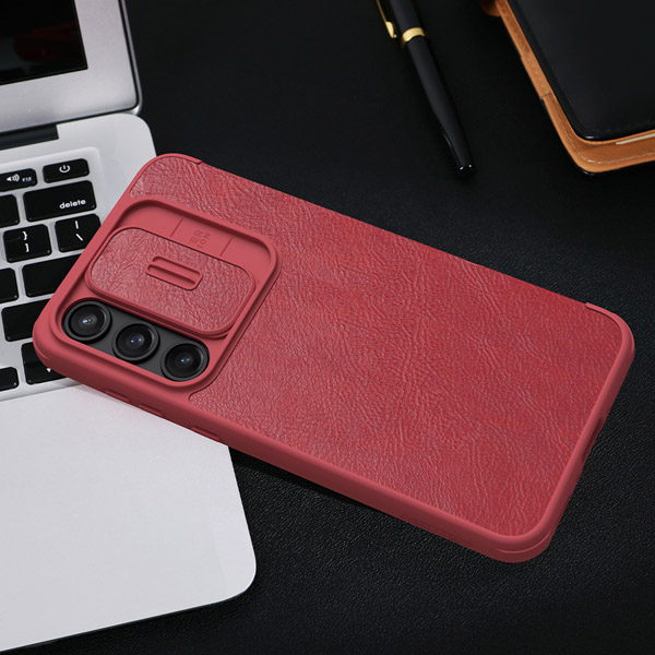 خرید کیف چرمی محافظ دوربین دار Samsung Galaxy A55 مارک نیلکین مدل Qin Pro Leather