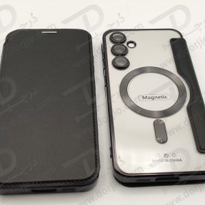 خرید کیف کلاسوری پشت شفاف مگ سیف محافظ لنز دار Samsung Galaxy S24 Plus