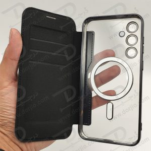 خرید کیف کلاسوری پشت شفاف مگ سیف محافظ لنز دار Samsung Galaxy S24 Plus