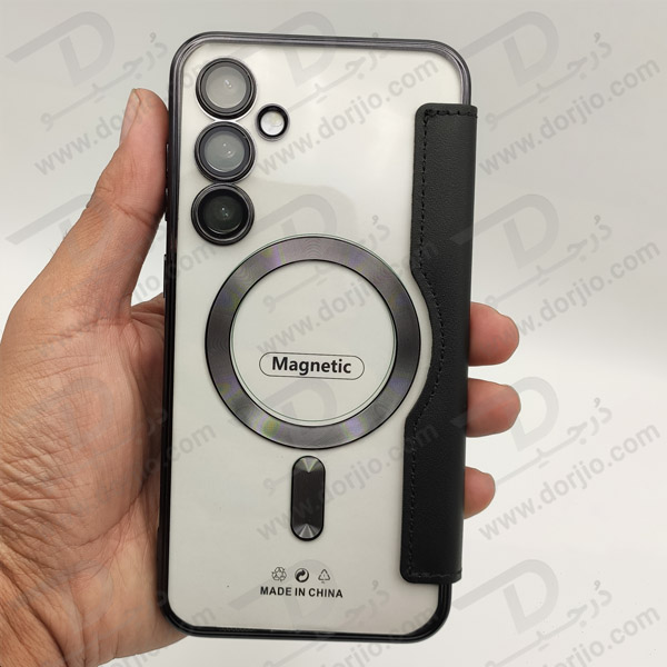 خرید کیف کلاسوری پشت شفاف مگ سیف محافظ لنز دار Samsung Galaxy S24 Plus