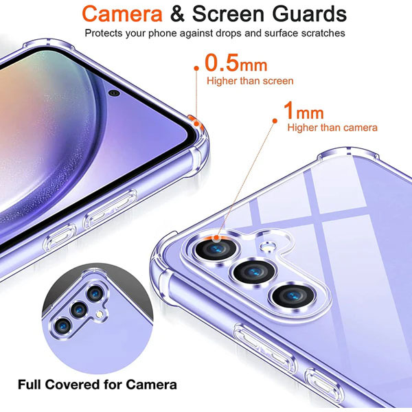 خرید گارد ژله ای شفاف ایربگ دار با محافظ دوربین Samsung Galaxy S24 PLUS