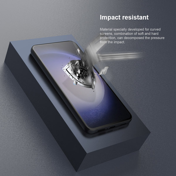 خرید نانو برچسب منحنی 2 عددی Samsung Galaxy S24 مارک نیلکین مدل Impact Resistant Curved Film