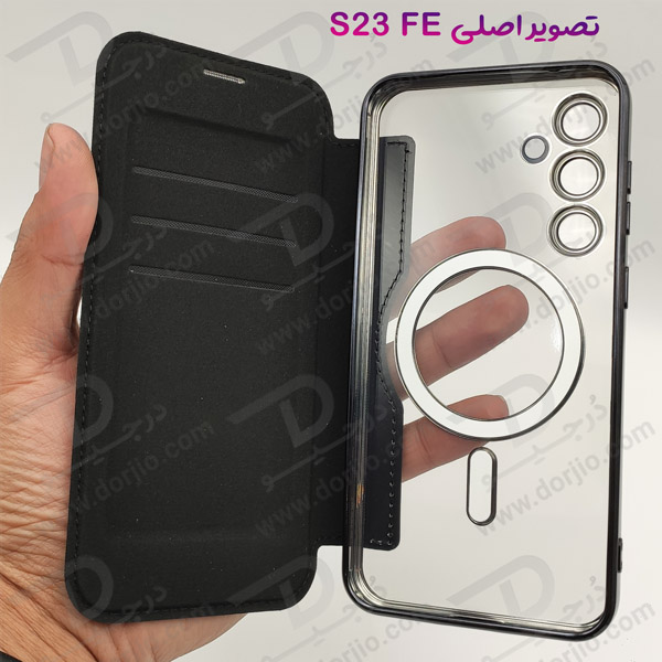 خرید کیف کلاسوری پشت شفاف مگ سیف محافظ لنز دار Samsung Galaxy S23 FE