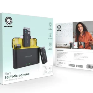 خرید میکروفن بلاگری دو تایی 360 درجه گرین لاین - Green Lion 2 in 1 360 Microphone USB-C Lightning