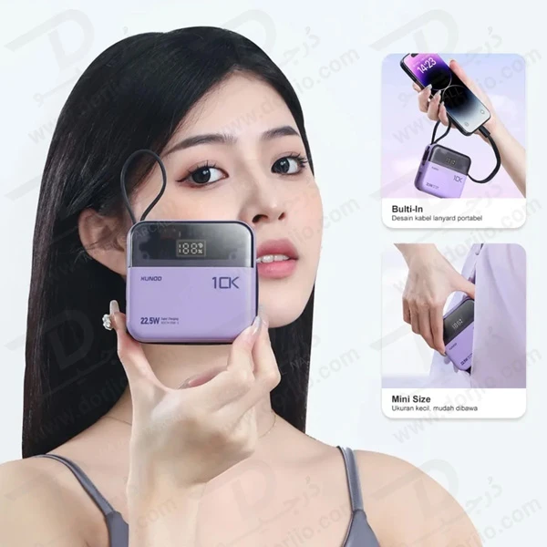 پاور بانک 10000 میلی آمپر 22.5W با دو کابل شارژ متصل مارک XUNDD مدل XDCH-058-1