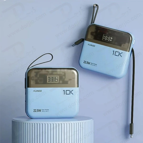 خرید پاور بانک 10000 میلی آمپر 22.5W با دو کابل شارژ متصل مارک XUNDD مدل XDCH-058-1