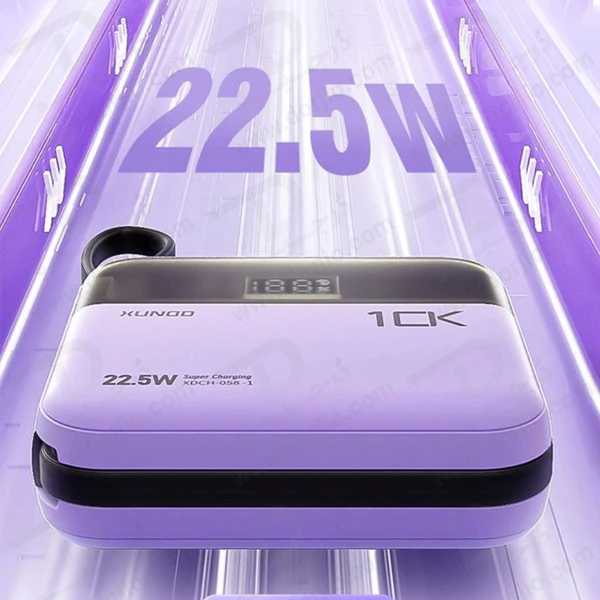 پاور بانک 10000 میلی آمپر 22.5W با دو کابل شارژ متصل مارک XUNDD مدل XDCH-058-1