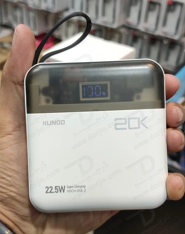 خرید پاور بانک 20000 میلی آمپر 22.5W با دو کابل شارژ متصل مارک XUNDD مدل XDCH-058-2