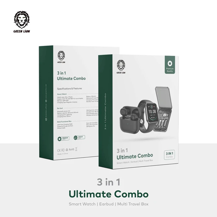 خرید پک 3 در 1 گرین لاین ( ساعت هوشمند و هندزفری بلوتوثی و باکس تبدیلی ) Green Lion Ultimate Combo