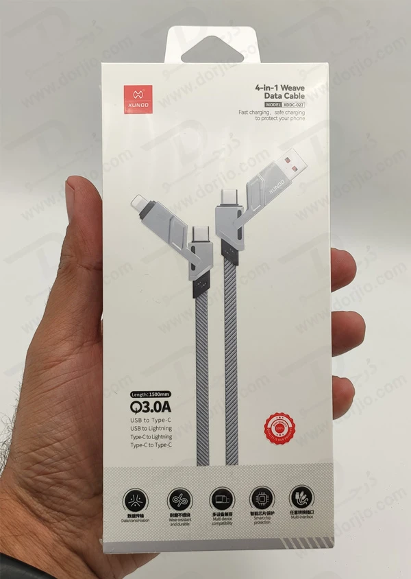 خرید کابل 1.5 متری شارژ و دیتا 4 کاره Type-C و Lightning و USB برند و مدل XUNDD XDDC-027