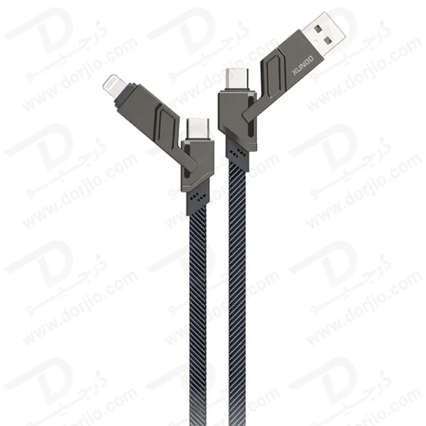 خرید کابل 1.5 متری شارژ و دیتا 4 کاره Type-C و Lightning و USB برند و مدل XUNDD XDDC-027