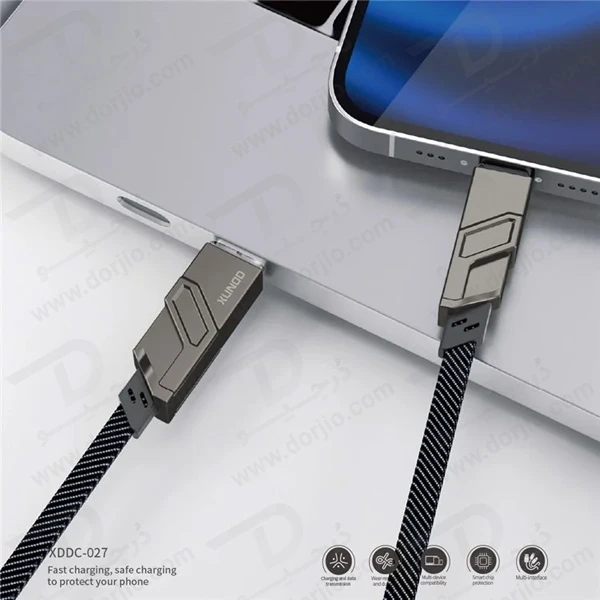 خرید کابل 1.5 متری شارژ و دیتا 4 کاره Type-C و Lightning و USB برند و مدل XUNDD XDDC-027