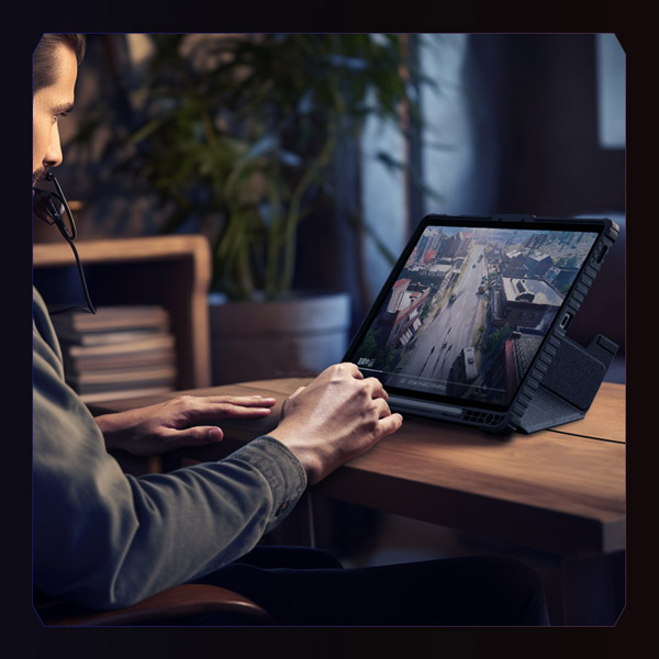 خرید کیف چرمی پشت شفاف ایربگ دار استند تاشو چند زاویه Samsung Galaxy Tab S9 FE Plus مارک نیلکین مدل Bumper Pro