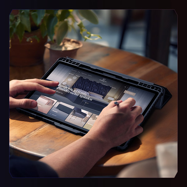 خرید کیف چرمی پشت شفاف ایربگ دار استند تاشو چند زاویه Samsung Galaxy Tab S9 FE Plus مارک نیلکین مدل Bumper Pro