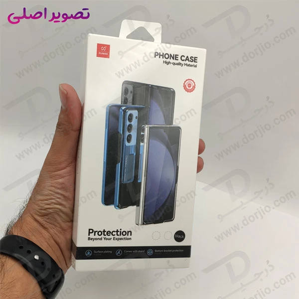 خرید گارد شفاف با محافظ صفحه نمایش اصلی و استند Samsung Galaxy Z Fold 5 مارک XUNDD مدل Bracket Electroplated