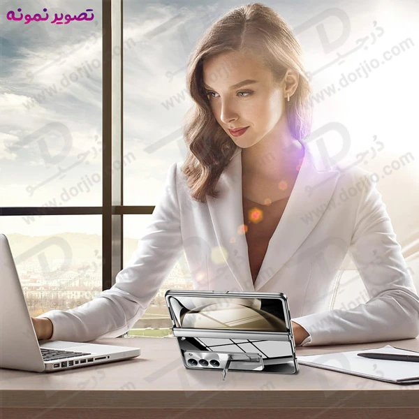 خرید گارد شفاف با محافظ صفحه نمایش اصلی و استند Samsung Galaxy Z Fold 5 مارک XUNDD مدل Bracket Electroplated