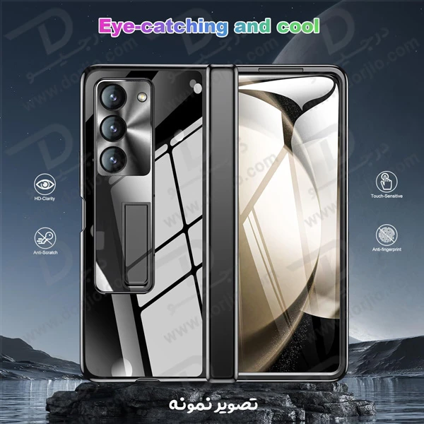 خرید گارد شفاف با محافظ صفحه نمایش اصلی و استند Samsung Galaxy Z Fold 5 مارک XUNDD مدل Bracket Electroplated