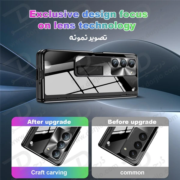 خرید گارد شفاف با محافظ صفحه نمایش اصلی و استند Samsung Galaxy Z Fold 5 مارک XUNDD مدل Bracket Electroplated