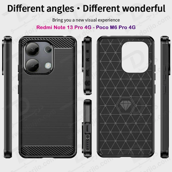 خرید گارد طرح کربنی Xiaomi Redmi Note 13 Pro 4G مدل Rock